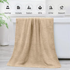 Microfiber Bath Towels, Oversized, Ultra Soft, Super Absorbent and Fast Drying, No Fading Large Bathroom Towel Set for Sport, Travel, Fitness, SPA and Yoga (Coral Fleece - Camel, 30 in x 60 in)