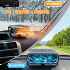 12V Portable Car Heater for Vehicle,Car Heater and Windshield Defroster and Demister Features Heating Cooling and Air Purification Functions,360° Rotating Cigarette Lighter Port Heater for Cars Black