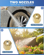 Jet Nozzle Power Washer for Garden Hose, 2-In-1 High Pressure Wand With 2 Different Nozzles and Quick Connect Flexible Wand Lance Hydro Jet Water Hose Nozzle for Gutter Patio Car Pet Window Blue
