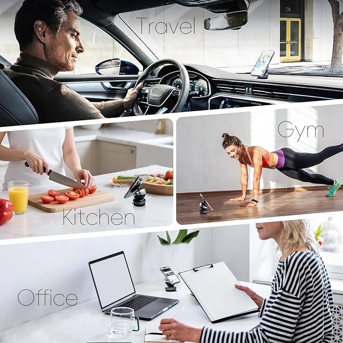 Magnetic Phone Holder for Car with 360° Adjustable Vacuum Spherical Design Phone Mount for Car Home Gym Office Compatible for iPhone 17 Pro Max 16 15 14 13 12 Air Plus and Android