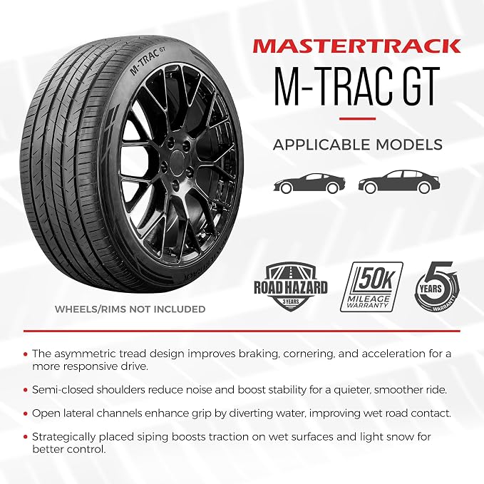 M-TRAC GT Ultra High-Performance All-Season Tire Set (2 Tires) 305/45R22 118V XL | 5-Year Warranty+3 Year Road Hazard Protection+Dual Tread Design for Sports Cars[TIRE ONLY] UTQG 600 A A
