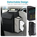 Car Trash Can with Tissue Holder, Leakproof Car Garbage Can with Detachable Car Napkin Holder, Hanging Car Trash Bin for Headrest, Console, Truck, SUV Car Accessories, Black