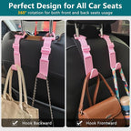 Headrest Hooks for Car Adjustable 4 Pack Vehicle Seat Back Organizer Storage Hanger Holder for Purse Bags Universal Fit with Clip Pink