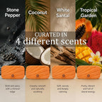 Car Air Freshener - Wood Air Freshener for Visor Clip - Long Lasting Car Odor Eliminator - Vehicle Scent Diffuser - (Coconut - Tropical Garden - Stone Pepper - White Santal, CLIP INCLUDED)