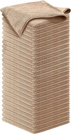 Microfiber Cleaning Cloth - Beige - 50Pcs (12.5x12.5 inch) High Performance - 1200 Washes, Ultra Absorbent Car Towel Traps Grime & Liquid for Streak-Free Mirror Shine - car Washing Cloth
