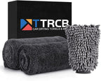 2 Pack 1300 GSM Car Drying Towels (36" x 24"), Microfiber Towels for Cars, Ultra-Absorbent, Streak Free, Car Wash Mitt, Car Detailing Supplies, Car Wash Kit, Car Cleaning Supplies Kit for SUV,RV