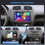 8 Core 6G 128G Android Car Stereo for VW Passat Jetta Tiguan Golf MK5 MK6 T5 EOS Polo with Wireless Carplay Android Auto, 9'' Touchscreen GPS Bluetooth 5G-WiFi FM/RDS DSP Backup Camera SWC