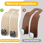 Amelity Car Headrest Hooks, Purse Hook for Vehicle 4 Pack Beige | Universal Car Interior Accessories for Women, Available in 2/4 Pack, Storage Hanger Holds Purses, Backpacks, Grocery Bags