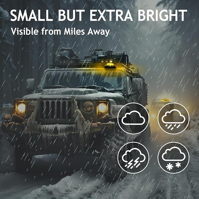 2 Pack LED Emergency Beacons Yellow,Magnetic Base,2 Modes Flash or Steady,For Roadside Emergency Kit or Amish Buggy,RV,Boat,Super Bright Crush Resistant