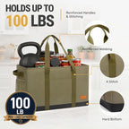 Extra Large Utility Tote Bag - Standing Reusable Grocery Bag with Handle, Collapsible Storage for Shopping, Beach