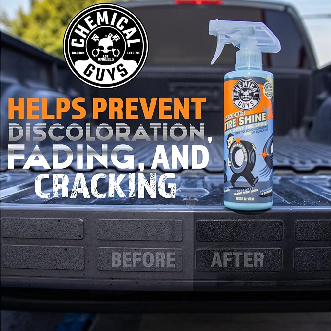 Tire Kicker Sprayable Extra Glossy Tire Shine Spray, Dry-to-Touch Dressing - Restores Wet Look to Rubber, Vinyl, and Plastic, Safe for Cars, Trucks, Motorcycles, RVs, and More - 16 oz