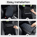 Car Center Console Cover, Upgraded Leather Car Armrest Cushion, Universal Waterproof Cushion Pad, Non-Slip Car Interior Accessories, Fits Most Sedans SUVs Trucks (Blue Line)