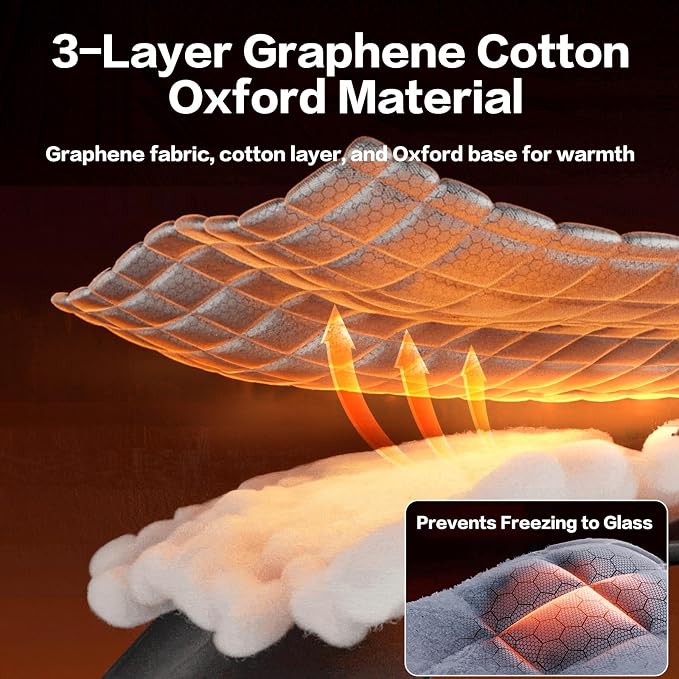 Windshield Snow Cover for Winter - Custom Fit Graphene Car Windshield Cover Outside for Ice, Snow & Hail Protection | Frost Guard with Storage Bag for SUV and Sedan (Medium+)