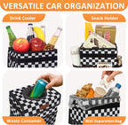 Car Trash Can Bin with Lid Hanging for Back Seat, Car Accessories for Women Men Leak Proof Automotive Garbage Cans Leakproof Vehicle Trash Can for Truck SUV,Black White Checkered