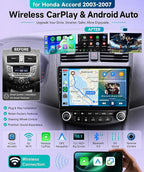 4G+64G Android 15 Car Stereo for Honda Accord 2003-2007, Car Radio Wireless Carplay Android Auto GPS Navigation 5G-WiFi Bluetooth 5.0 10.1'' Touchscreen FM/RDS EQ SWC Backup Camera