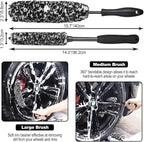 3PCS Wheel Brush Kit for Cleaning Wheel and Tire, Wheel and Rim Brush, Car Detailing Brushes, Bendable & Durable Car Wheel Rim Cleaner Brush Set,Car Detailing Cleaning Brush Supplies Kit