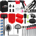 42Pcs Car Wash Cleaning Kit with Foam Gun Sprayer Detailing Brushes Car Vacuum Windshield Cleaning Tool Tire Brush Towels Complete Interior Exterior Detailing Set for Car