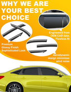 6-pcs Low-Profile Window Rain Guard for Honda Civic Sedan 4dr 2022-2026 Side Window Visors Extra-Thick Vent Visor Full Size Window Deflectors Vent Shades Car Accessories