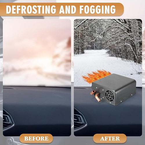 12V Universal Car Auxiliary Heater - Windscreen Demister & Defroster - Compact Underdash Heater Kit for Suv Utv Camper - Winter Automotive Air Conditioner for Heating & Defrosting(4 Ports)