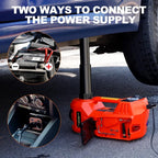 TYAYT Electric Car Jack Kit, 5 Ton Hydraulic Car Jack with Inflator Pump, 12V Portable Car Jack with LED Light for SUV MPV Sedan, Lifting Range 6 to 17.7 Inch (Red)