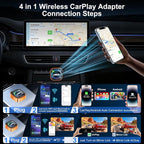 4-in-1 Wireless CarPlay Adapter for iPhone & Android Phone, Wireless Screen Mirroring Adapter for Factory Wired CarPlay Cars, Video Casting Auto Reconnect(Yellow I 4 in 1 Wireless Mirroring)