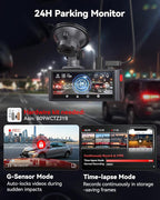 F7NA 4K Dual Dash Cam, STARVIS 2 IMX678, 8MP, 5GHz WiFi (20MB/s Fast Download), 4K Front 1080P Rear, GPS, Voice Control, WDR, HDR Night Vision, 24H Parking Mode, Support 512GB Max(No SD Card)