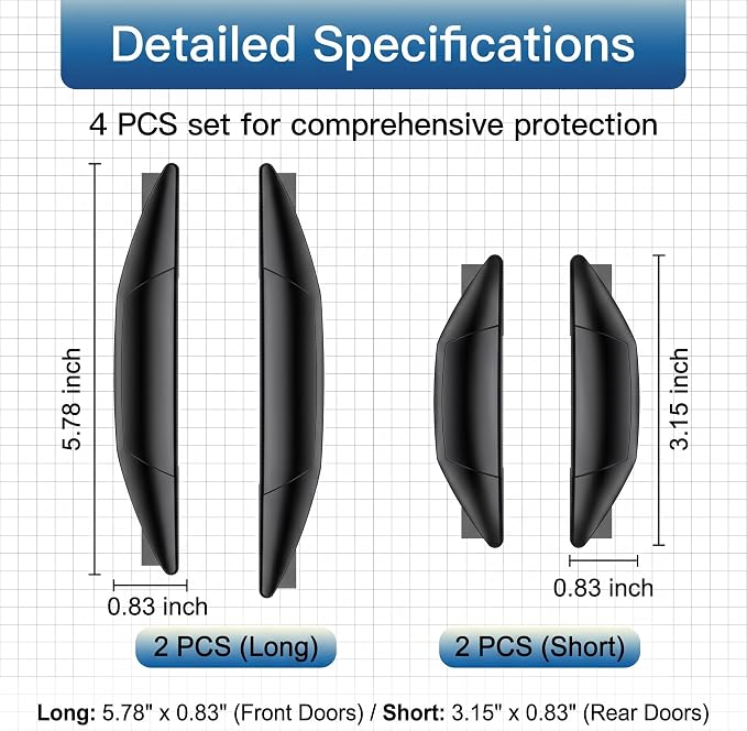 4 PCS Car Door Side Edge Protection Guards, PVC SRS Anti-collision Bumper Protector, Flexible Waterproof Door Edge Cushioning Strip, Universal Self-adhesive Accessory for Most Cars (Black)