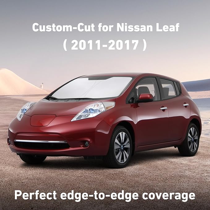Windshield Sunshade Compatible for Nissan Leaf 2011-2015 2016 2017, Sun Visor for Front Windshield & Window Sun Shade Cover, UV Heat Blocker & Protector, Car Accessories