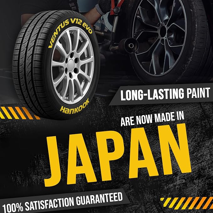 Yellow Paint Pen 2-Pack - Waterproof Permanent Paint pens for Car Wheels Lettering | Car Wash Safe and Durable | Made in Japan