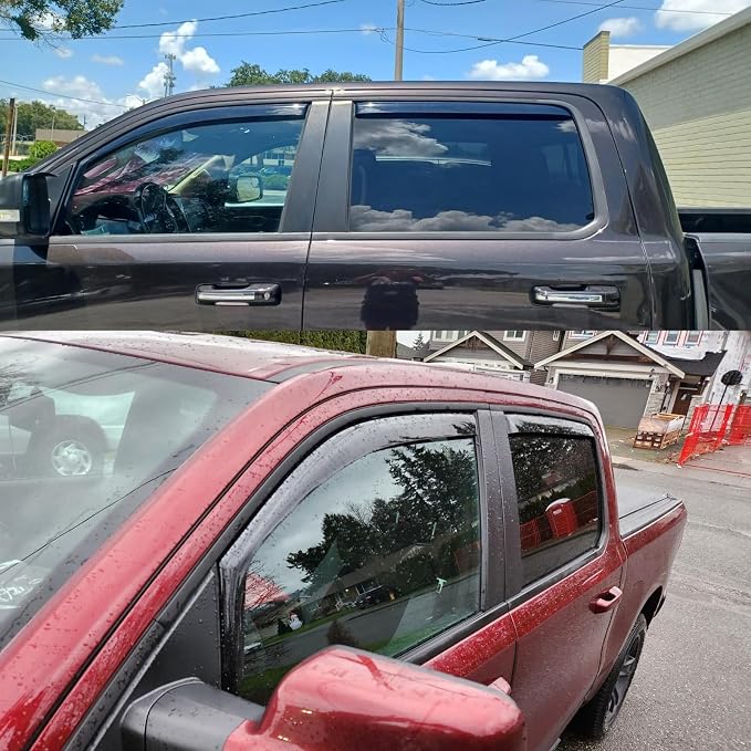 in-Channel Truck Window Visors Rain Guards Side Window Deflectors & Visors for Ram 1500 Crew Cab 2019-2025, Vent Shade Wind Deflectors 2020 2021 2022 2023 2024 194806 4-Pieces Set