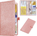 Car Registration & Insurance Card Holder Leather Auto Glove Box Organizer Document Wallet with Magnetic Shut (Glitter Rose, large)