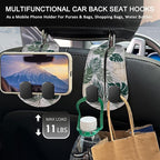 2PCS Car Seat Back Storage Headrest Hooks, Tropical Leaf Purse Holder Bags Hanger, PU Leather Double Metal Hook for Backseat Organizer, Women Car Accessories Organization