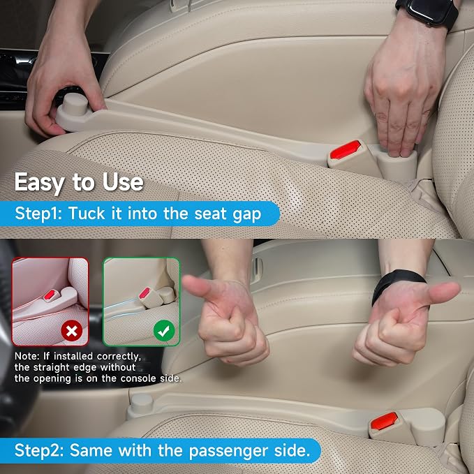 Car Seat Gap Filler Set of 2, Soft Foam Multifunctional Seat Side Gap Filler with Organizer & Hook Function, 3in1 Gap Stopper Universal Fit Car SUV Truck Fill The Gap Between Seat & Console