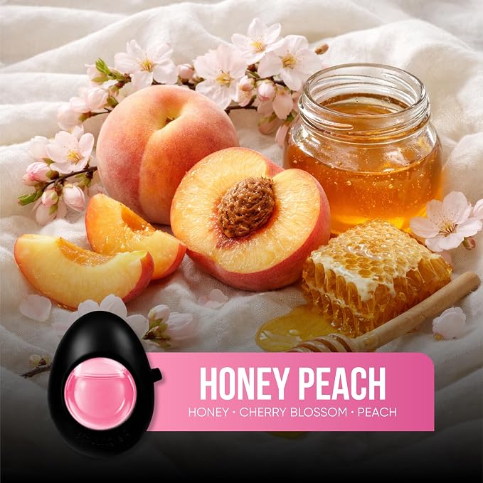 Car Air Freshener Vent Clip 3 Ct, Honey Peach Scent | Long-Lasting Car Odor Eliminator, Easy Clip-On, Up to 90 Days Freshness for Cars, Trucks, and SUVs, 4 mL Each