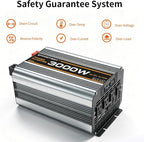 3000w Power Inverter DC 12V to AC 110V/120V Converter with 6000w Peak.Comes with LCD Display, Wireless Controller,4AC outlets 1USB.RV Inverter,Suitable for Camping,and Off-Grid Solar Inverter Systems