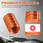12PCS Tire Valve Stem Caps, Car Exterior Accessories, Aluminum Alloy Valve Cover Universal for Cars, Trucks, Motorcycles and Bicycles (Orange)