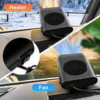 Car Heater Fan, 12V 200W Fast Heating and Cooling Fan Portable Windshield Defogger and Defroster Plug into Cigarette Lighter for Car RV SUV (Black Black)