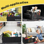 Car Trunk Organizer, Car Organizers and Storage Collapsible Multi Compartment Container Box, Adjustable Car Accessories for SUV Sedan Truck, Large Size, Black