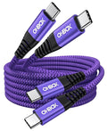 USB C to C Cable Fast Charging [2 Pack 6FT], USB C to USB C Cable for CarPlay, Durable Braided USB Type C iPhone Charger USBC Cord for iPhone 17/16/15/Pro Max/Plus, Samsung Galaxy S23 and More-Purple