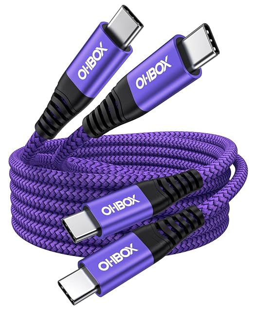 USB C to C Cable Fast Charging [2 Pack 6FT], USB C to USB C Cable for CarPlay, Durable Braided USB Type C iPhone Charger USBC Cord for iPhone 17/16/15/Pro Max/Plus, Samsung Galaxy S23 and More-Purple