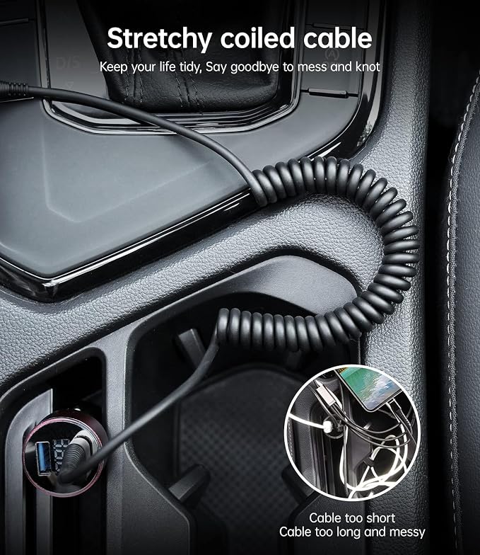 USB C to C Charger Cable [2-Pack 3FT], Coiled USB-C Cable for Car, Type C Fast Charging USBC to USBC Cable for iPhone 17/16/15/15 Pro/15 Plus/15 Pro Max/Samsung Galaxy S23 More USB C Devices