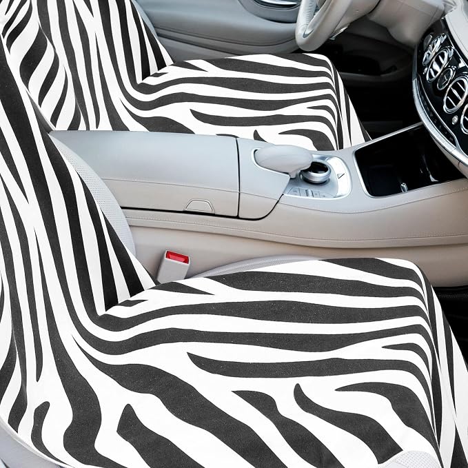 2 Pack Car Seat Towel Covers with Storage Bag, 63 x 32 Inch Universal Non Slip Waterproof Sweat Protector for Car Truck, Gym Swimming Running, Machine Washable (Zebra)