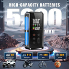 Tire Inflator Portable Air Compressor, 150PSI Cordless Air Pump for Car Tires with Digital Dual Values Display, Auto Shut Off & LED Emergency Light, Smart Air Pump for Car, Motorcycle, Bike, Ball