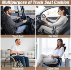 Truck Seat Cushion, Memory Foam Trucker Seat Cushion for Truck Driver Long Sitting with Adjustable Strap, Back Support and Pain Relief for Trucker Driving Office Chair and Pain, Light Gray