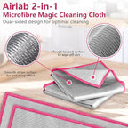 Airlab Glass Polishing Cloth Streak Free Miracle Cleaning Cloth Lint Free Microfiber Cleaning Rags for Glasses Kitchen Dish Mirrors Easy Clean, Pack of 6, 12" x 12", Sliver-Pink