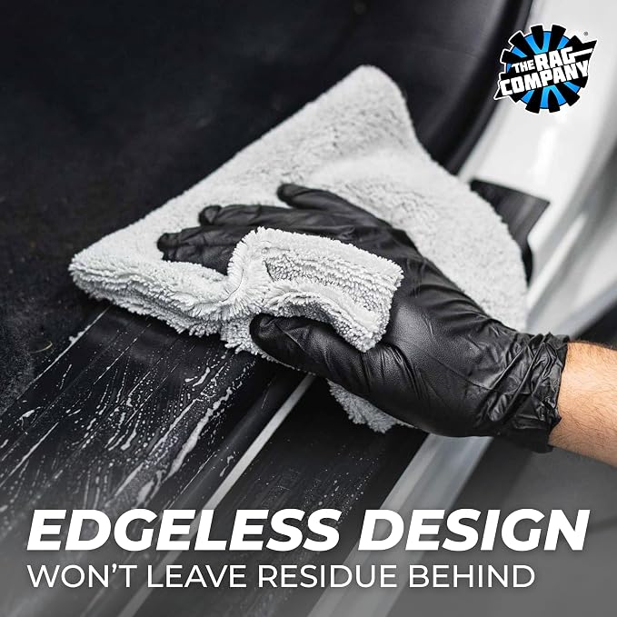 Creature Edgeless Auto Detailing Towels; Professional 70/30 Blend, Dual-Pile Plush Microfiber, Buffing & Polishing, 420gsm - 16in x 16in - Ice Grey - 10-Pack