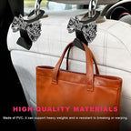 2PCS Bling Bow Car Seat Headrest Hooks, S-Type Crystal Auto Rear Seat Organizer for Handbags Purses Groceries, Cute Rhinestone Bow Seats Back Storage Hook for SUV Truck Sedan (Black)