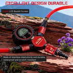4 Tire Inflation Deflation System W/300PSI Digital Pressure Gauge | Fits up to 200" Wheelbase, Plastic Carry Box & Heavy Duty Hoses, Fits Truck, Car, Trailer, Motorcycle Offroad Vehicles, Red