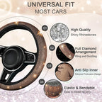 8 pcs Bling Car Accessories Set for Women, Steering Wheel Cover, Sparkly Seat Belt Covers, Bling Gear Shift Cover, Universal Fit Most Cars (Champagne Diamond)