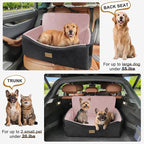 Dog Car Seat for Large Medium Sized Dogs Under 55 lbs, Dog Booster Seat for 2 Small Dogs with Detachable Washable Cover, Memory Foam Pet Car Seat with 2 Safety Belts and Storage Pockets